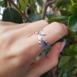 Silver Leaf Ring, Toe Ring, Midi Ring, Silver Ring,...