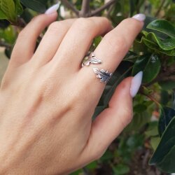 Silver Leaf Ring, Toe Ring, Midi Ring, Silver Ring,...