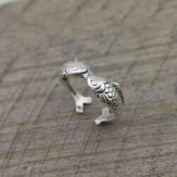 Doppelter Fisch Ring, Minimalistischer Verstellbarer Ring, Midi Rings, Zehenringe