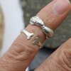 Doppelter Fisch Ring, Minimalistischer Verstellbarer Ring, Midi Rings, Zehenringe