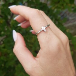 Cross Ring, Minimalist Rings, Midi Ring, Silver Ring,...