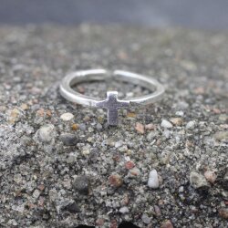 Zierliche Kreuz Ring - größenverstellbar, Stapelring, Minimalistischer Ring, Midi Rings