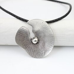 Anhänger Lotusblatt, Silber Anhänger, Zamak Schmuck