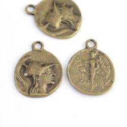 5 Greek Coin Pendant Ancient Greek Coin 30 mm Antique Brass