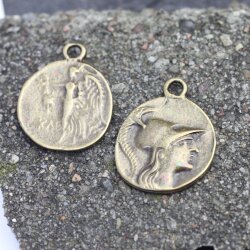 5 Greek Coin Pendant Ancient Greek Coin 30 mm Antique Brass