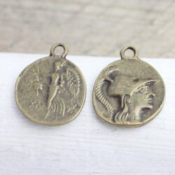 5 Greek Coin Pendant Ancient Greek Coin 30 mm Antique Brass