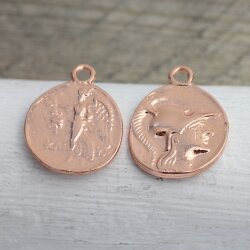 5 Greek Coin Pendant Ancient Greek Coin 30 mm Rose Gold