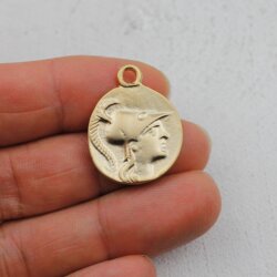 5 Greek Coin Pendant Ancient Greek Coin 30 mm Matte Gold