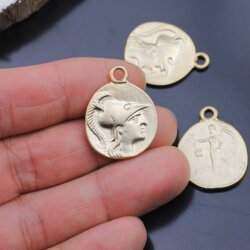 5 Greek Coin Pendant Ancient Greek Coin 30 mm Matte Gold