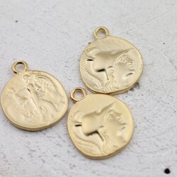 5 Greek Coin Pendant Ancient Greek Coin 30 mm Matte Gold