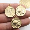 5 Greek Coin Pendant Ancient Greek Coin 30 mm Matte Gold