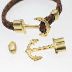 1 Armband-Verschluss Anker mit Schiebeperlen mattgold