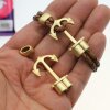 1 Matte Gold Anchor Bracelet Clasps & Slider Beads