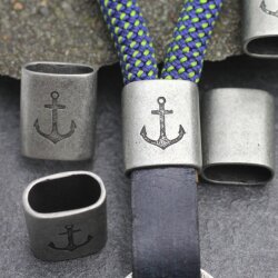 5 Zwischenstücke für Schlüsselanhänger mit Anker DIY Segelseil, Leder Schlüsselanhänger dunkel Silber