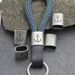 5 Zwischenstücke für Schlüsselanhänger mit Anker DIY Segelseil, Leder Schlüsselanhänger dunkel Silber