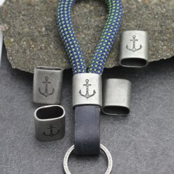 5 Dark Silver Anchor Keychain Findings, Keychain Slider Beads Keychain sailing rope Beads