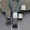 5 Dark Silver Anchor Keychain Findings, Keychain Slider Beads Keychain sailing rope Beads