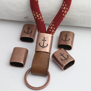 5 Antique Copper Anchor Keychain Findings, Keychain Slider Beads Keychain sailing rope Beads
