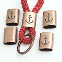 5 Antique Copper Anchor Keychain Findings, Keychain Slider Beads Keychain sailing rope Beads
