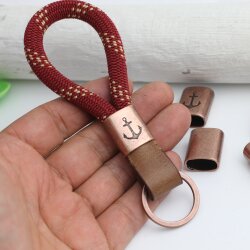 5 Zwischenstücke für Schlüsselanhänger mit Anker DIY Segelseil, Leder Schlüsselanhänger altkupfer
