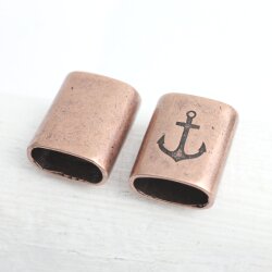 5 Antique Copper Anchor Keychain Findings, Keychain Slider Beads Keychain sailing rope Beads