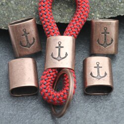 5 Antique Copper Anchor Keychain Findings, Keychain Slider Beads Keychain sailing rope Beads