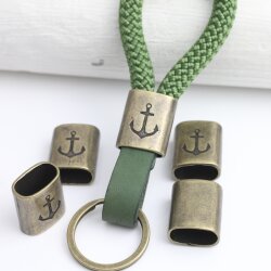 5 Zwischenstücke für Schlüsselanhänger mit Anker DIY Segelseil, Leder Schlüsselanhänger altmessing