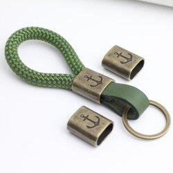 5 Zwischenstücke für Schlüsselanhänger mit Anker DIY Segelseil, Leder Schlüsselanhänger altmessing