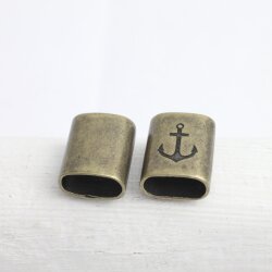 5 Antique Brass Anchor Keychain Findings, Keychain Slider Beads Keychain sailing rope Beads