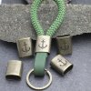 5 Antique Brass Anchor Keychain Findings, Keychain Slider Beads Keychain sailing rope Beads