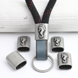 5 Dark Silver Seahorse Keychain Findings, Slider Beads...
