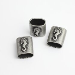 5 Dark Silver Seahorse Keychain Findings, Slider Beads...