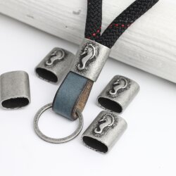 5 Zwischenstücke für Schlüsselanhänger Seepferdchen DIY Segelseil Schlüsselanhänger dunkel Silber