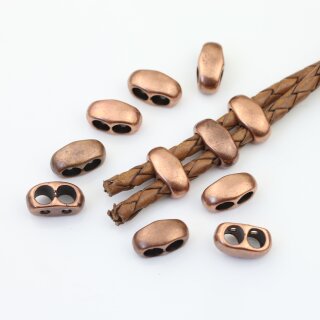 10 metal Sliderbeads Drilling 4,5 mm, Antique Copper