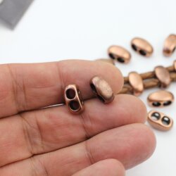 10 Metall Schiebeperlen Lochung 4,5 mm, altkupfer