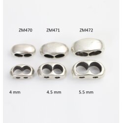 10 Metall Schiebeperlen Lochung 4,5 mm, altmessing