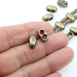10 Metall Schiebeperlen Lochung 4,5 mm, altmessing