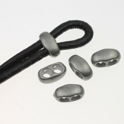 10 Metall Schiebeperlen Lochung 4,5 mm, Dunkelsilber
