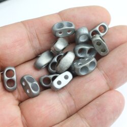 10 Metall Schiebeperlen Lochung 4,5 mm, Dunkelsilber