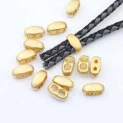 10 metal Sliderbeads Drilling 4,5 mm, Matte Gold