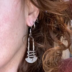 Silver dangling Long earrings, bohemian earrings, tribal ethnic silver earrings