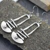 Silver dangling Long earrings, bohemian earrings, tribal ethnic silver earrings