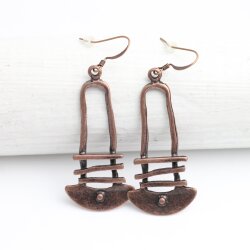 Antique Copper dangling Long earrings, bohemian earrings, tribal ethnic earrings