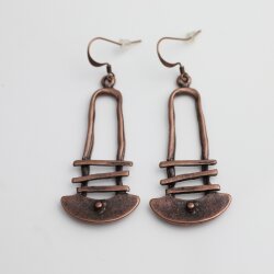 Antique Copper dangling Long earrings, bohemian earrings, tribal ethnic earrings