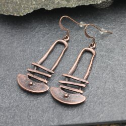 Antique Copper dangling Long earrings, bohemian earrings, tribal ethnic earrings