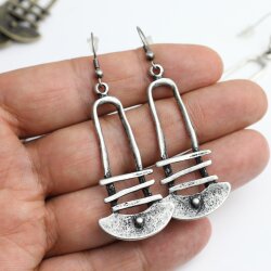 Vintage Silver dangling Long earrings, bohemian earrings, tribal earrings