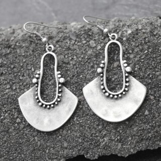 Silver dangling Long earrings, bohemian earrings, tribal ethnic silver earrings