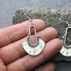 Silver dangling Long earrings, bohemian earrings, tribal ethnic silver earrings