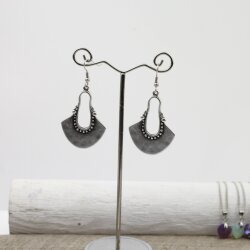 Silver dangling Long earrings, bohemian earrings, tribal ethnic silver earrings