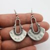 Silver dangling Long earrings, bohemian earrings, tribal ethnic silver earrings